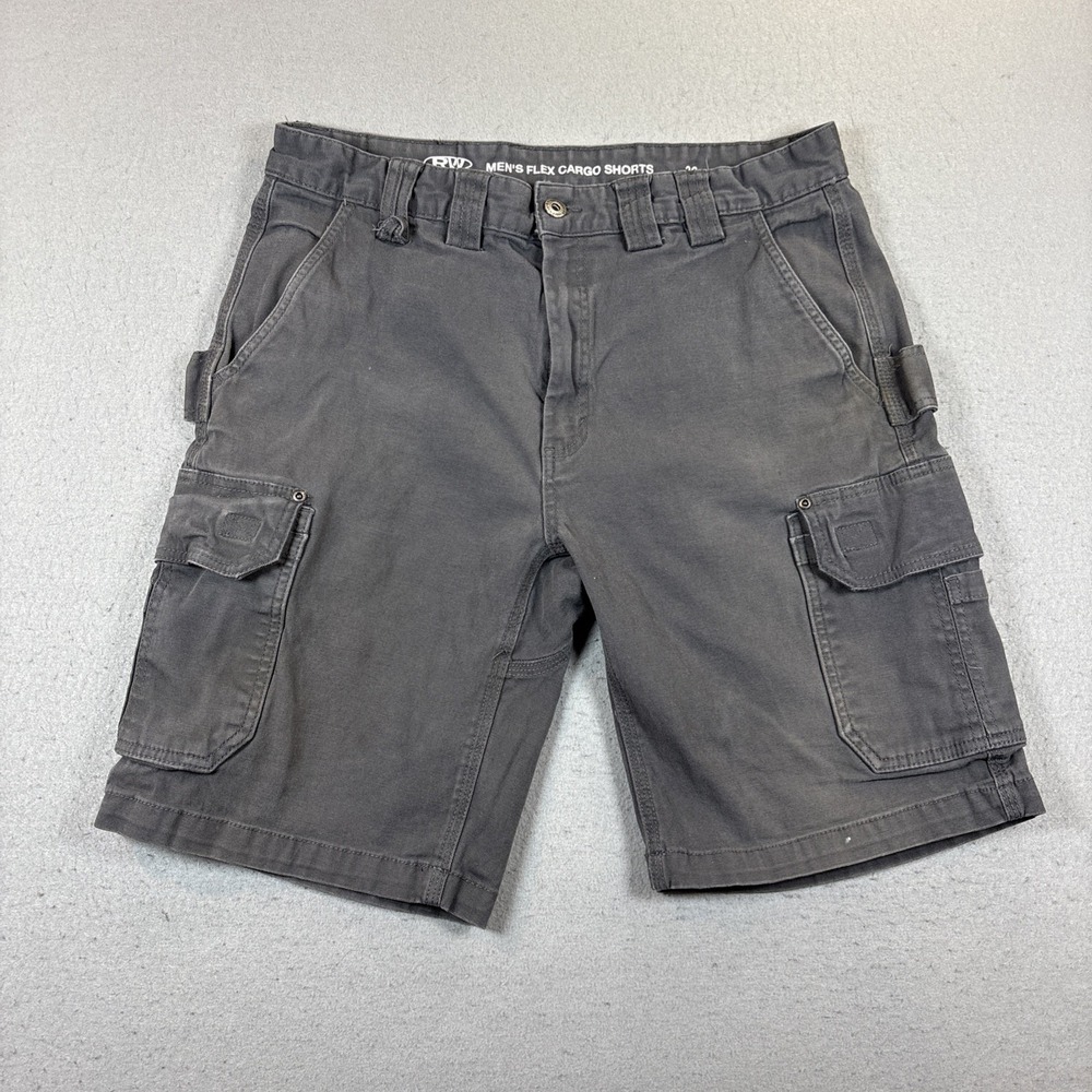 Rugged Wear men's flex cargo shorts Gray canvas size 36 Gray